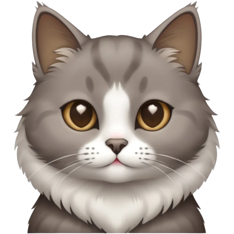 Grey Brown cat with a white heart emoji