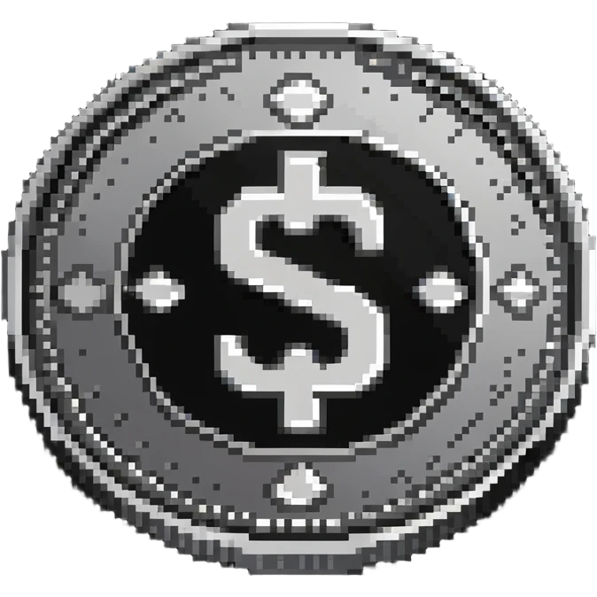 A silver coin with S.R symbols engraved prominently emoji
