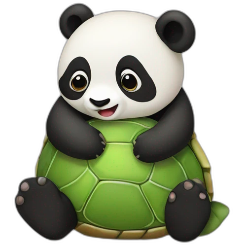 panda hugs turtle emoji