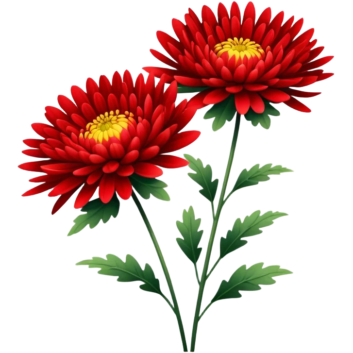 single Bright Red Chrysanthemum, straight stem emoji