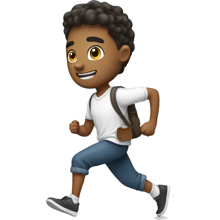 A white student and a white classmate running at school emoji