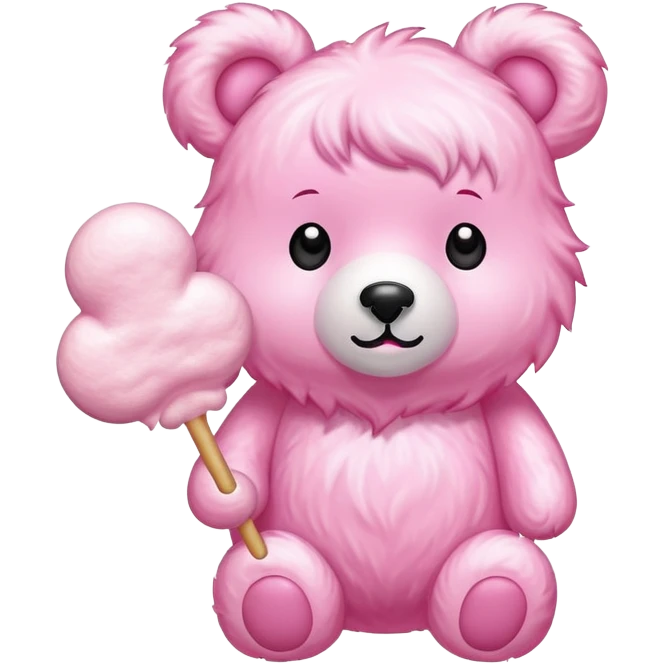 Bear-shaped cotton candy, cute animal cotton candy emoji