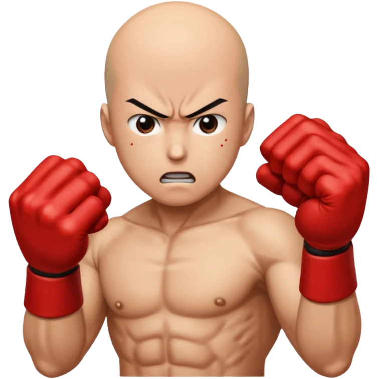Angry Saitama with his red giant hand punching emoji