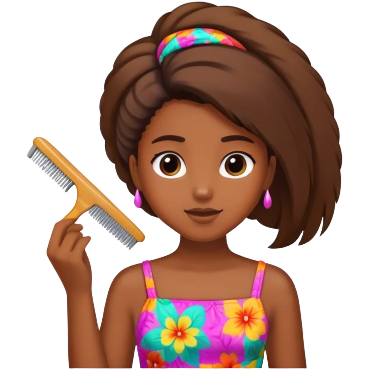 Girl combing her Haití emoji
