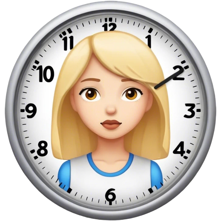 Girl looking at clock emoji