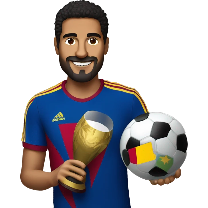 Jon Aramburu wearing Venezuela red wine adidas t-shirt and holding FIFA world cup emoji