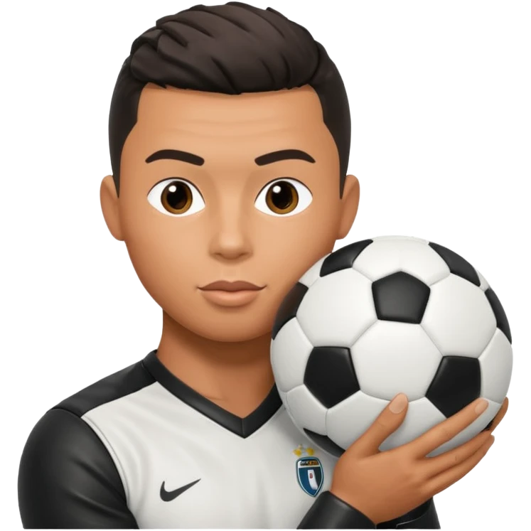 Ronaldo kissing a classic black and white ball emoji