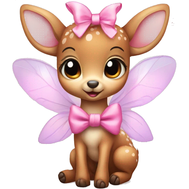 baby deer with fairy wings and a pink bow around its neck  emoji