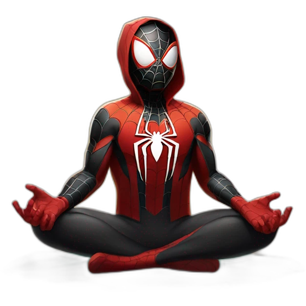 Spiderman Miles morales doing a meditation emoji
