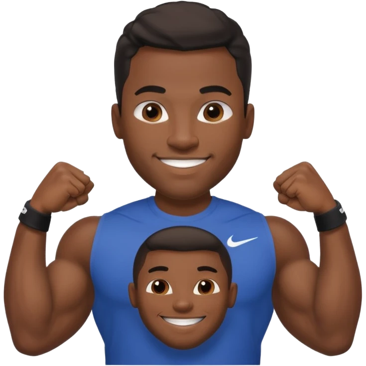 Jock black man smiling very very big biceps wearing “Nike” t shirt, handsome face emoji