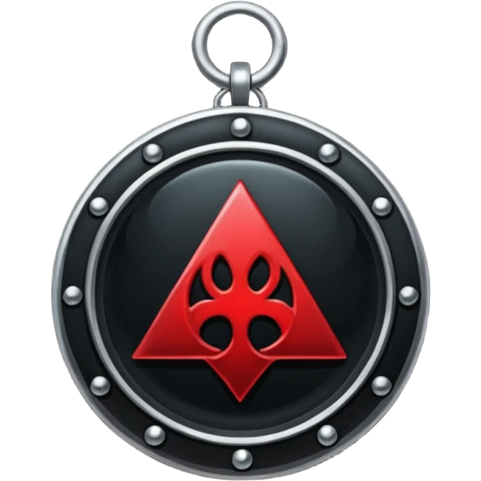 iOS sticker, dark fantasy amulet, black base, red symbol, minimal emoji