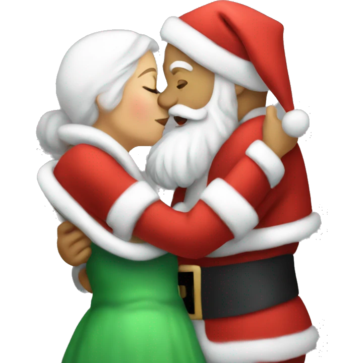 Santa kissing Mrs. claus emoji