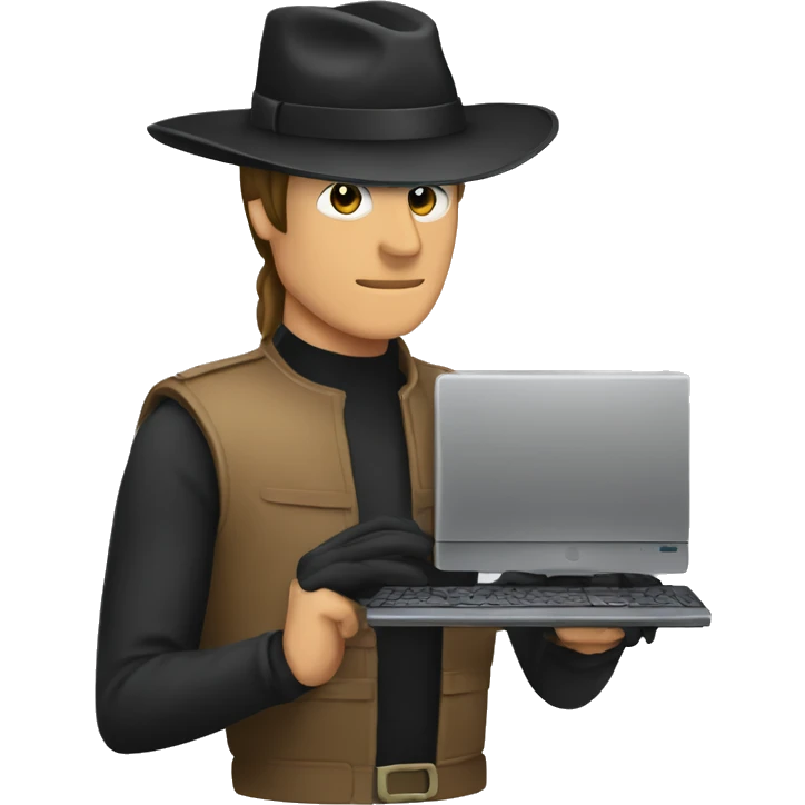 persona trabajando en una computadora con cara de zorro emoji