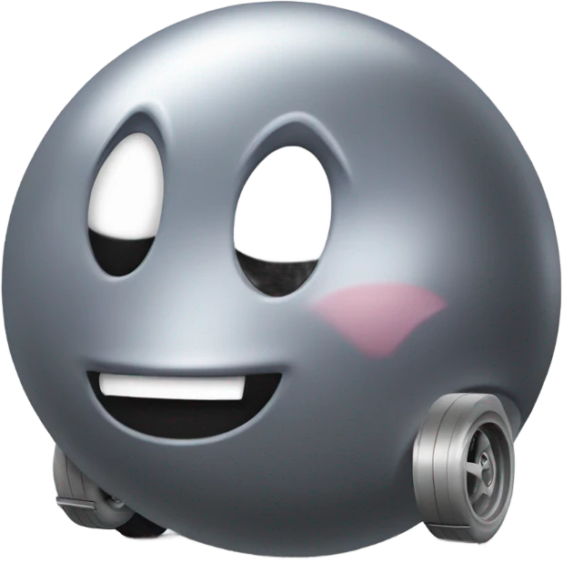 Metal cute Kirby bubble Gray ball driving on car wheels with mad eyebrows game emoji