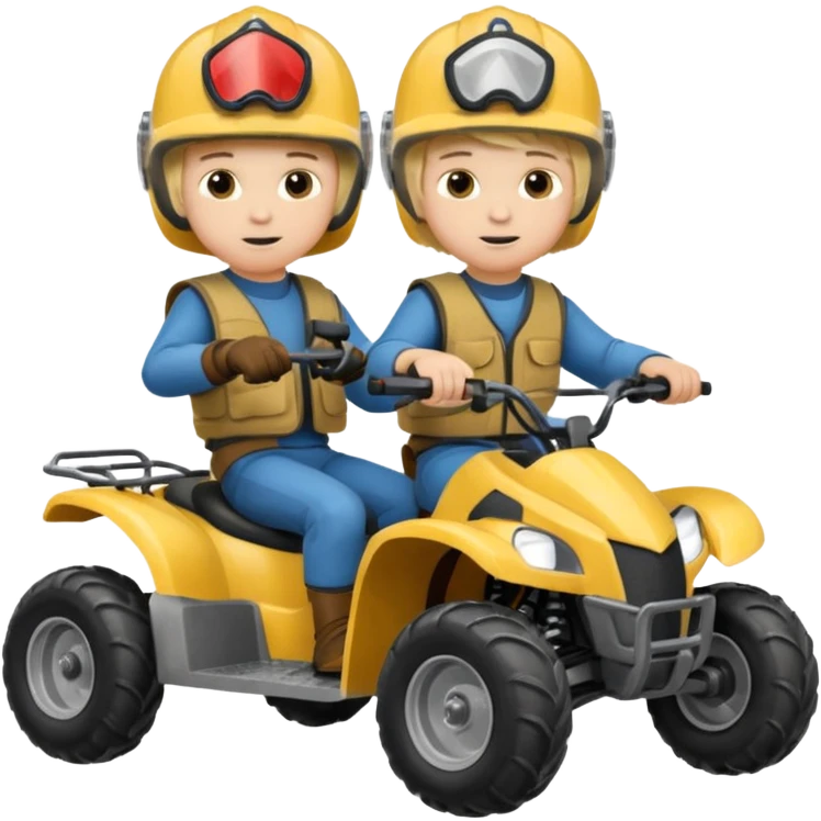 Can you make 2 blonde boys kids riding four wheelers emoji