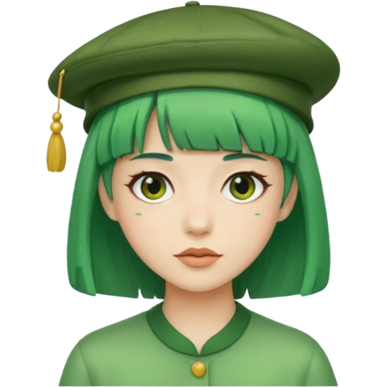 bangs and hat green hair emoji