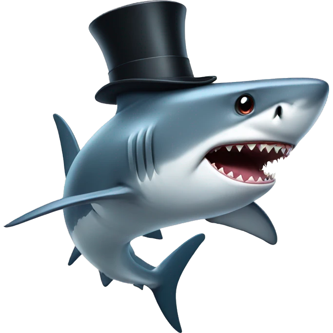 Shark with a top hat emoji