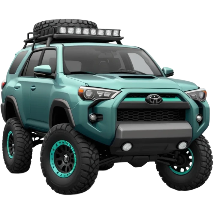 4 runner lifted with lights in the grill that is the color dusty grey green blue mixed into one color emoji
