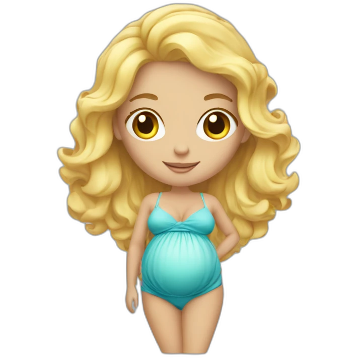 adorable pregnant blond full body women with beach-wave-hair emoji