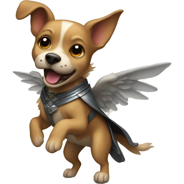 flying dog standing on a sword emoji