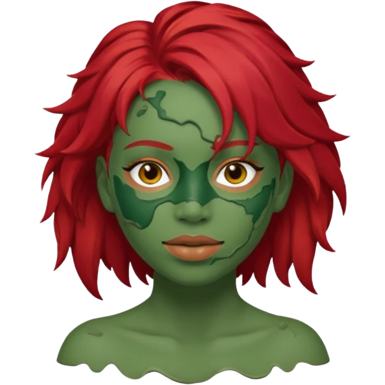 messy green full face clay mask red hair  emoji