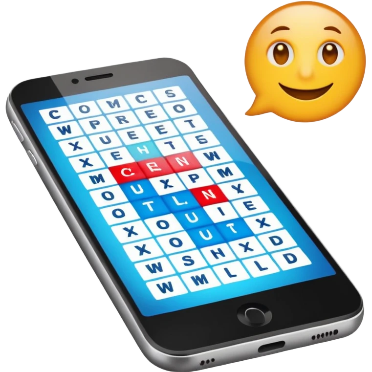 Crossword on smartphone display emoji