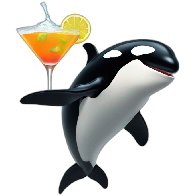 Orca enjoying a cocktail emoji