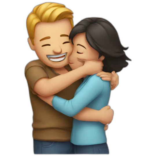 men hug woman emoji