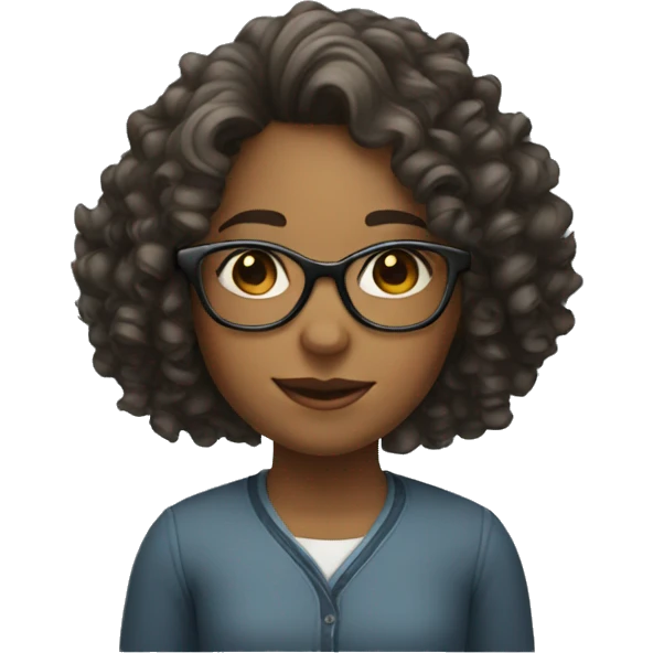 Girl with curly hair and glasses  emoji