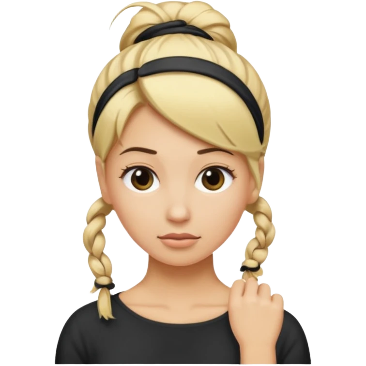A woman with her hair tied up, blonde, who says "ma, cómo?" emoji