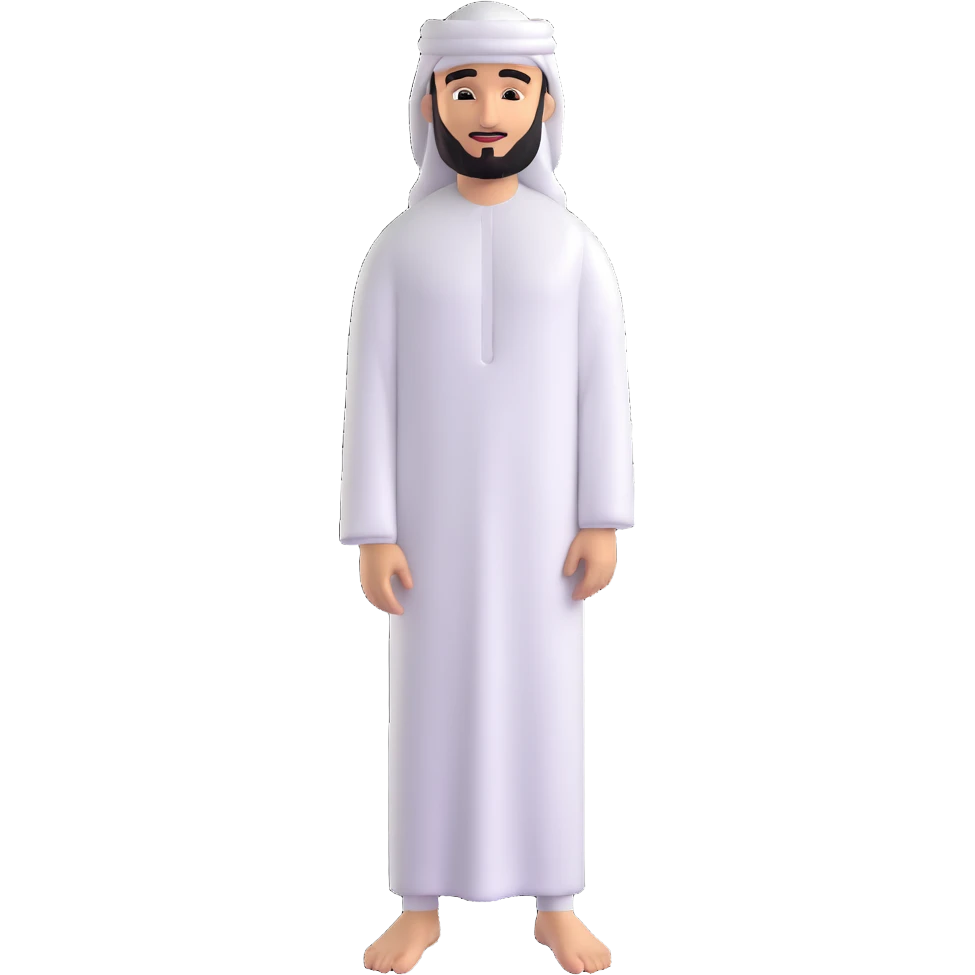 Gulf Arab man wearing white thobe and headscarf emoji