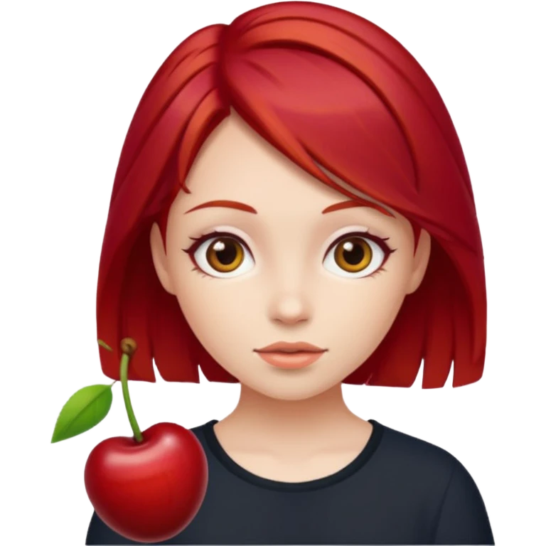 Chica blanca cabello cherry red emoji