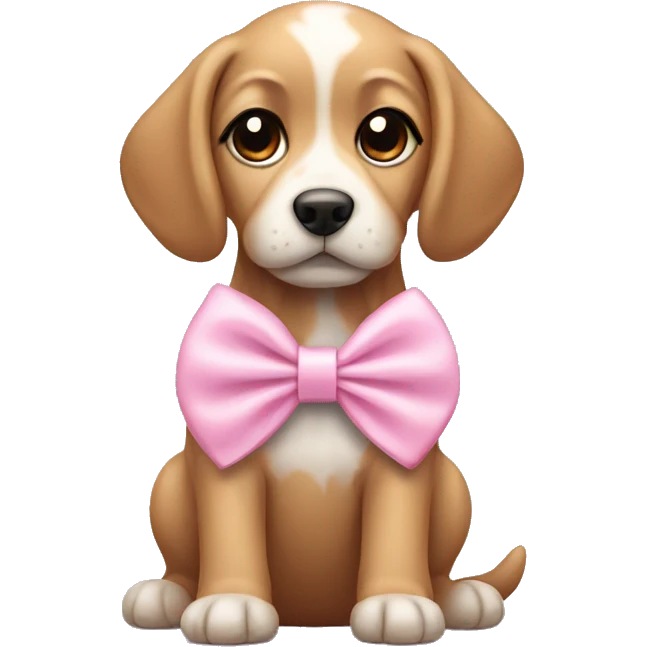 Dog with baby pink bows on emoji