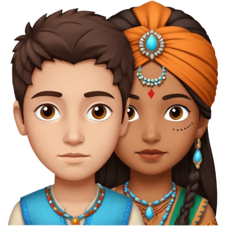 . The emoji is of Dylan Player (founder of emojis.com) who should have an existing emoji that highly details his face, and then with an Indian girl with an equivocally as detailed face. They should both look very realistic and use the existing image of DYLAN PLAYER, FOUNDER.  emoji