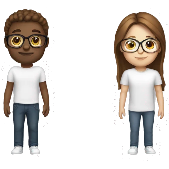 best friends both white with brown hair one has glasses emoji