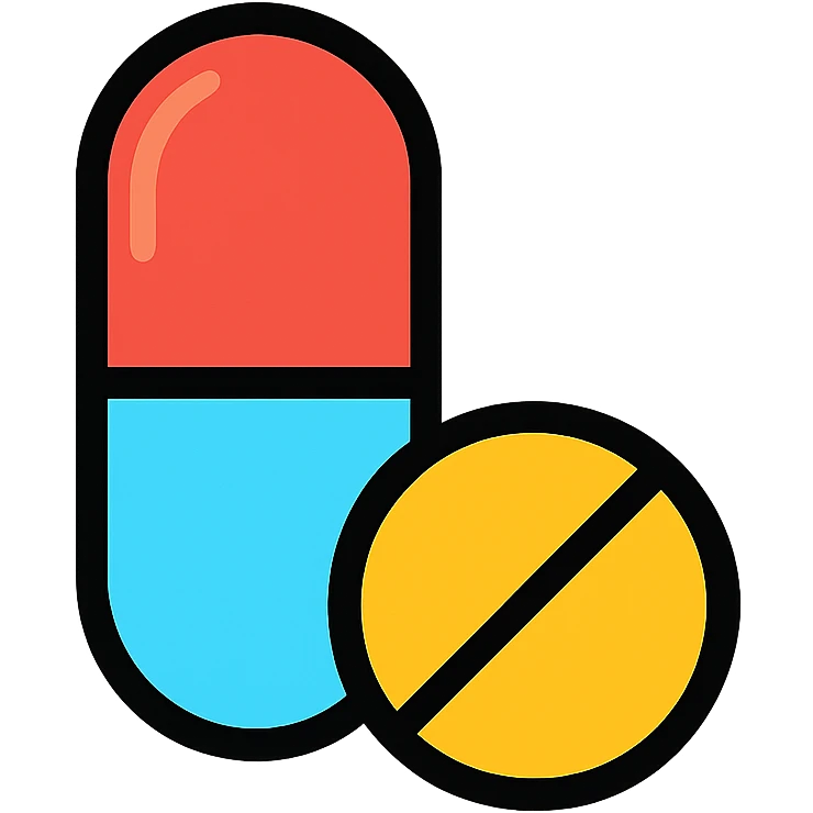capsule and tablet icon, outlined, easy to recognize, modern icon style emoji