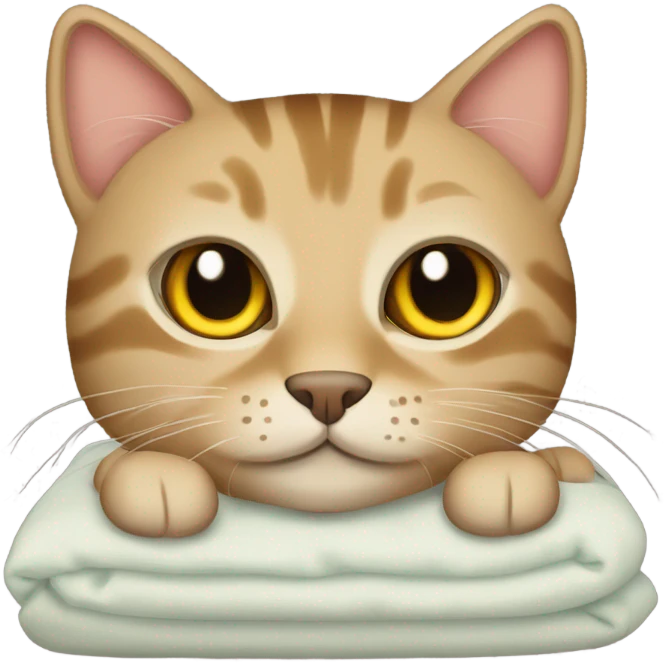 tan tabby cat with bed cover emoji