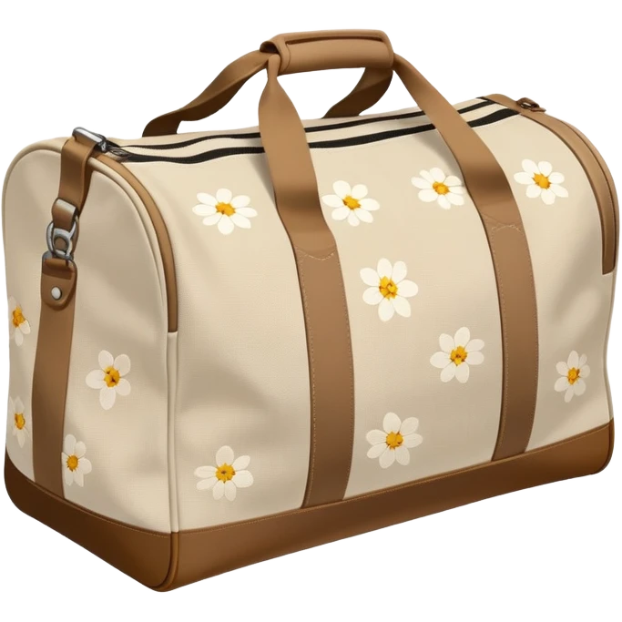 A sports bag with a pale beige print in a small flower emoji