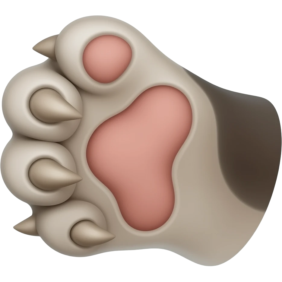 Cat paw with sharp claws.  Make the arm a "dark silver" and "dark ivory claws". Shift the perspective to a side profile, which can help show the curvature and length of the claws more clearly. emoji