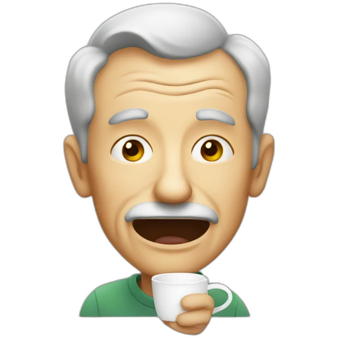 Crazy old man drinking tea emoji