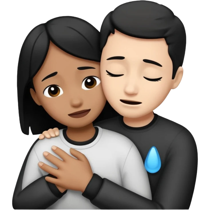 Friendly hug for crying friend mixed black and white  emoji