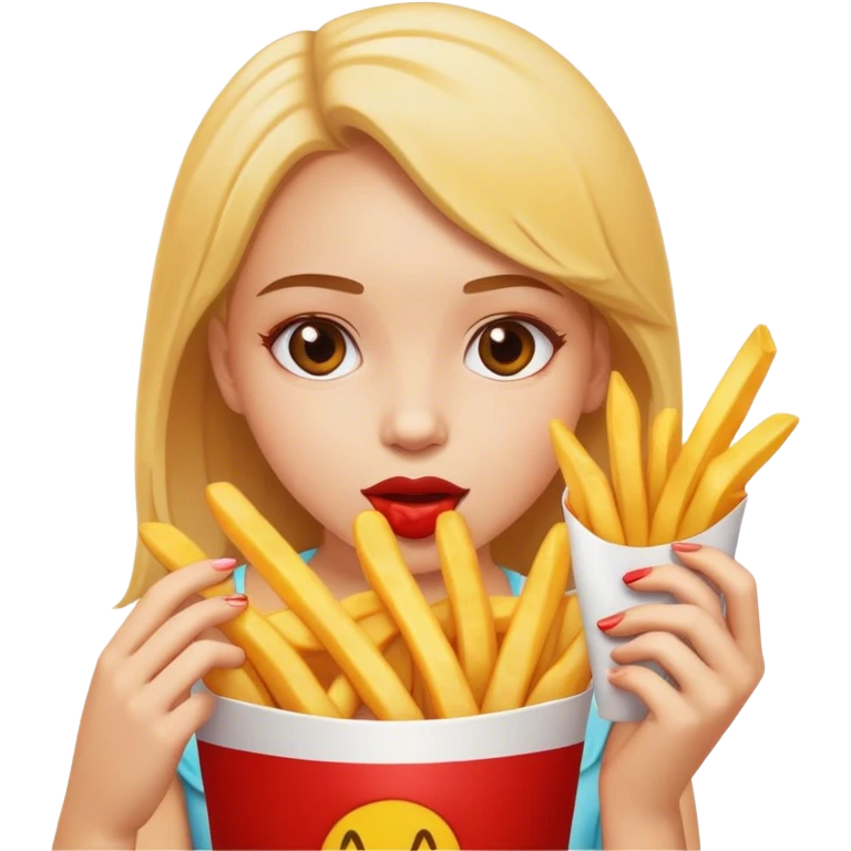 girl eating fries emoji
