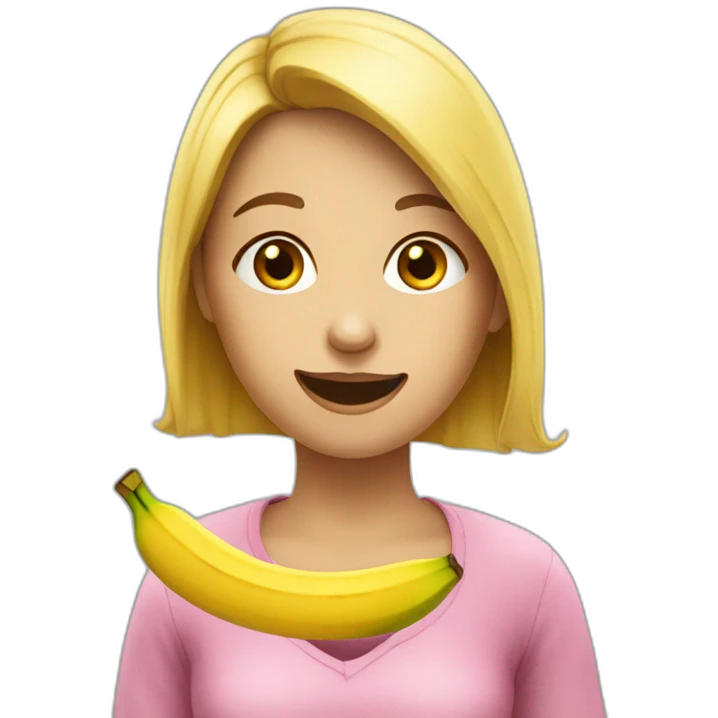 Une fille qui mange une banane emoji