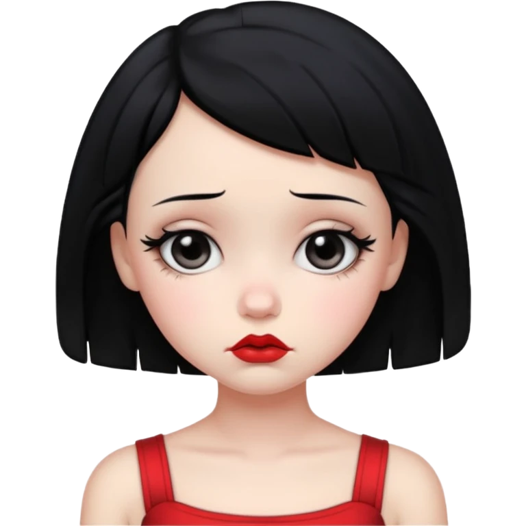 Do not change the face I already created, I want her with Betty boop face and black hair sad emoji