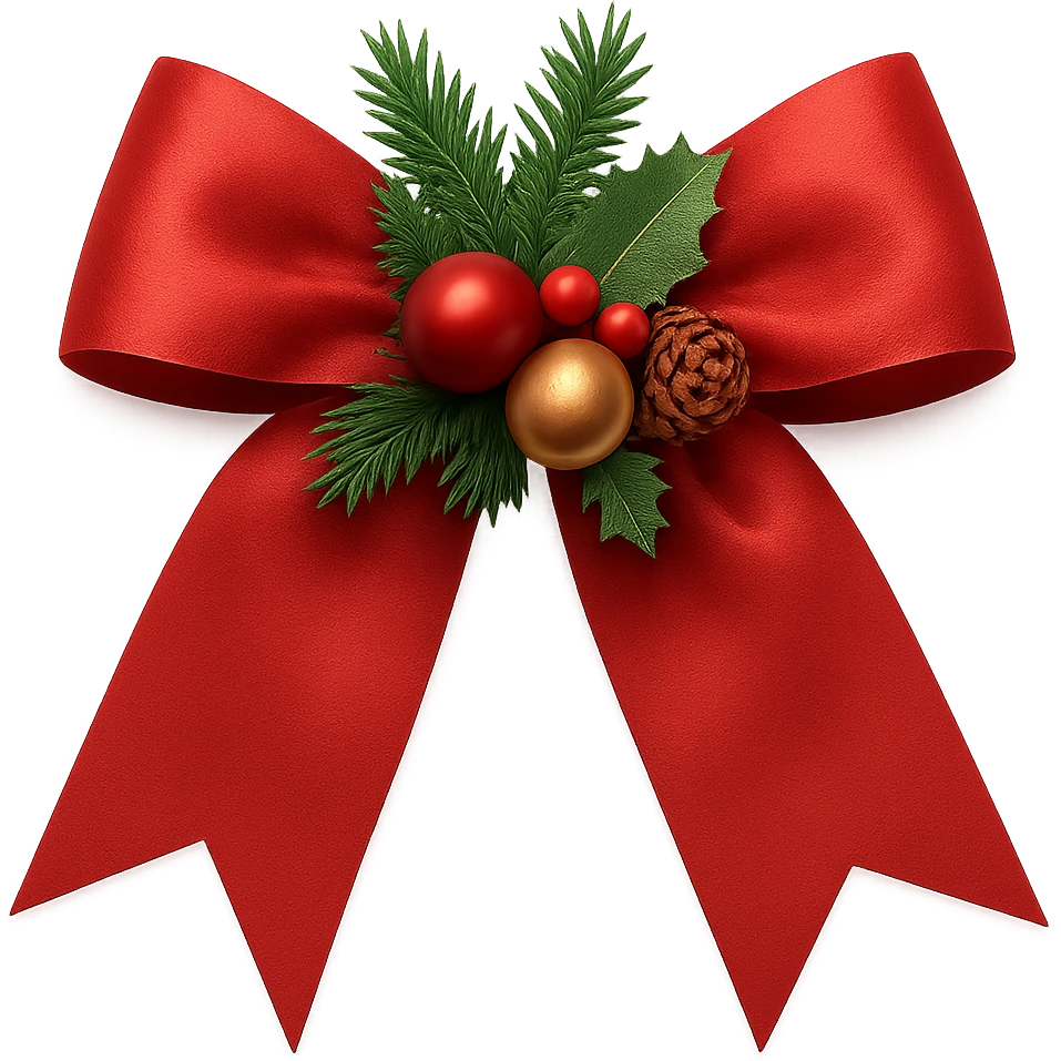 Christmas bow with decoration , remove background emoji