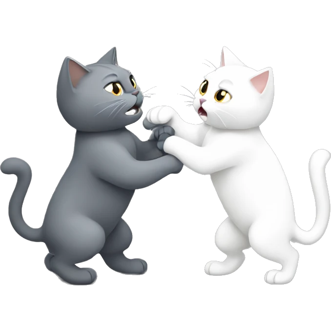 White cat fighting grey cat  emoji