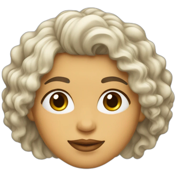 Cara mujer blanca con poco pelo y rizado emoji