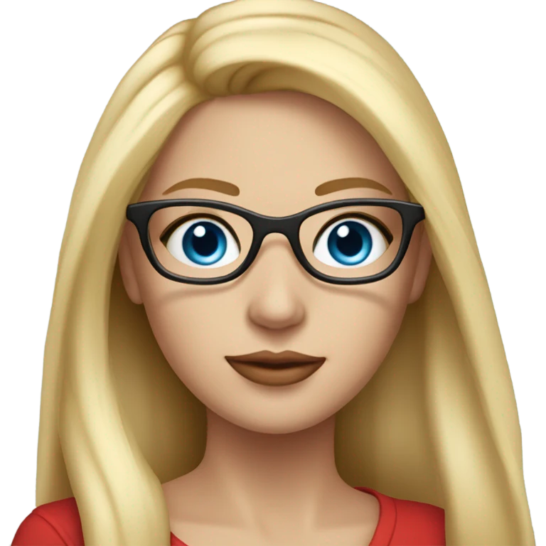 A beautiful young woman with long blonde hair, blue eyes, and glasses, holding a red rose. Semi-realistic style, soft lighting, and a warm, dreamy atmosphere. emoji