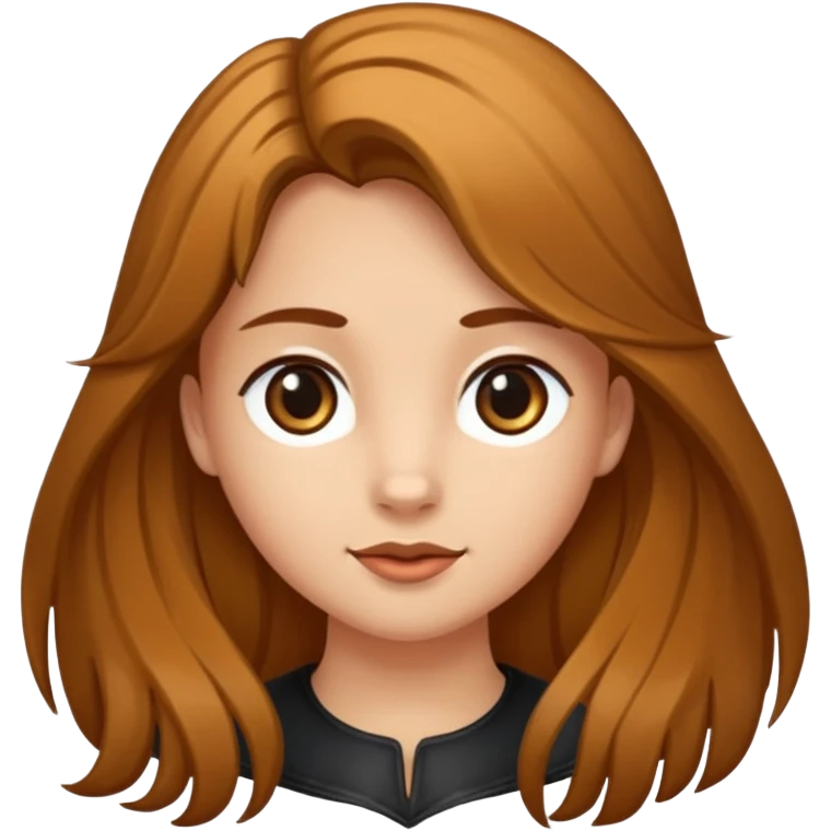 Ein braunhaariges Mädchen mit langen glatten Haaren und sitzend auf einem Braunen Pferd mit schwarzer Mähne ohne Abbzeichen emoji