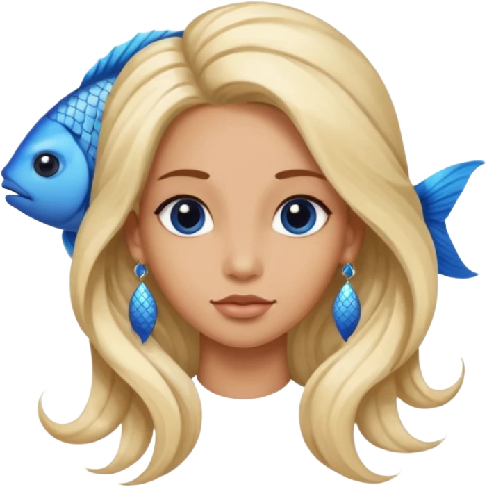 earring  wearing fish with hair emoji